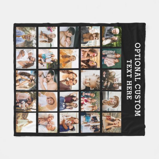 Couverture Polaire Collage photo noir simple 25 photo personnalisée (Devant (Horizontal))
