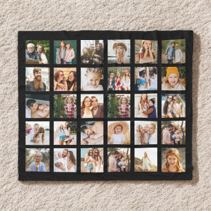 Couverture Polaire Collage photo noir simple 30 photo personnalisée