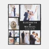 Couverture Polaire Collage photo nouvellement marié Mariage noir (Devant)