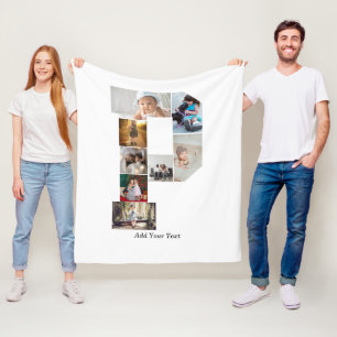 Couverture Polaire Collage photo P en lettres noires et blanches