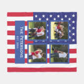 Couverture Polaire Collage photo Patriotic 4 American Flag Monogramme (Devant (Horizontal))