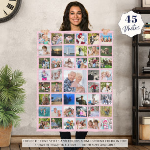 Couverture Polaire Collage photo personnalisé 45 rose ou votre couleu