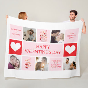 Couverture Polaire Collage photo personnalisé de la Saint Valentin
