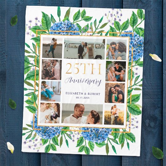 Couverture Polaire Collage photo personnalisé du 25e anniversaire de 