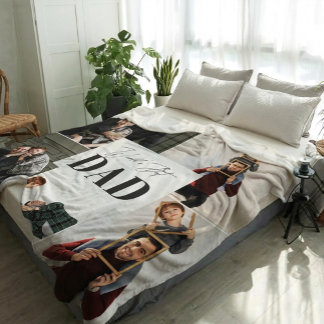 Couverture Polaire Collage photo personnalisé du meilleur papa du mon