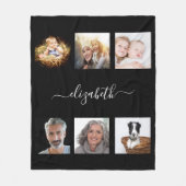 Couverture Polaire Collage photo personnalisé noir monogrammed (Devant)
