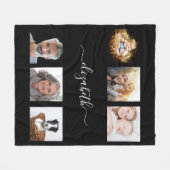 Couverture Polaire Collage photo personnalisé noir monogrammed (Devant (Horizontal))
