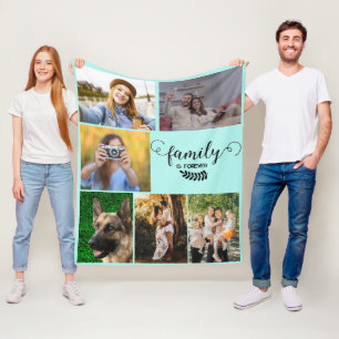 Couverture Polaire Collage photo personnalisé, Sweet Happy Family