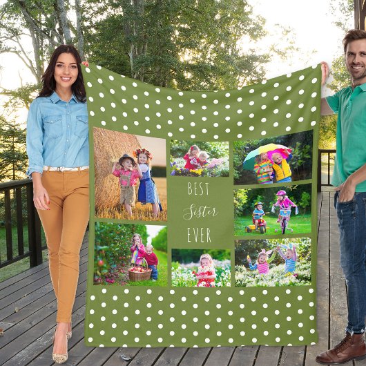 Couverture Polaire Collage photo pour la meilleure soeur jamais Olive