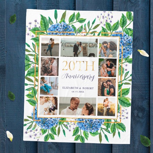 Couverture Polaire Collage photo sur mesure de Hydrangeas 20e anniver