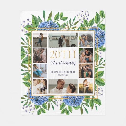 Couverture Polaire Collage photo sur mesure de Hydrangeas 20e anniver (Devant)