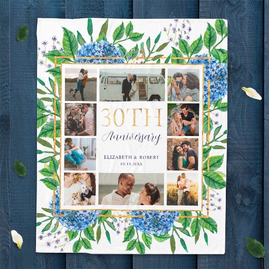 Couverture Polaire Collage photo sur mesure de Hydrangeas, 30e annive