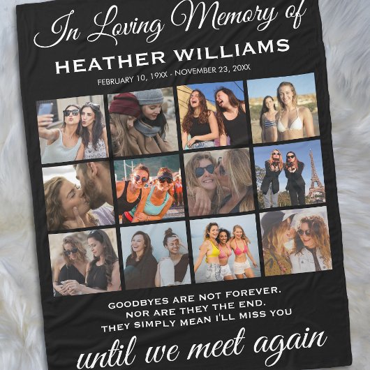 Couverture Polaire Collage photo Sympathy Memorial Fleece Blanket