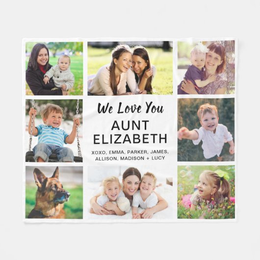 Couverture Polaire Collage photo Tante 8 (Devant (Horizontal))