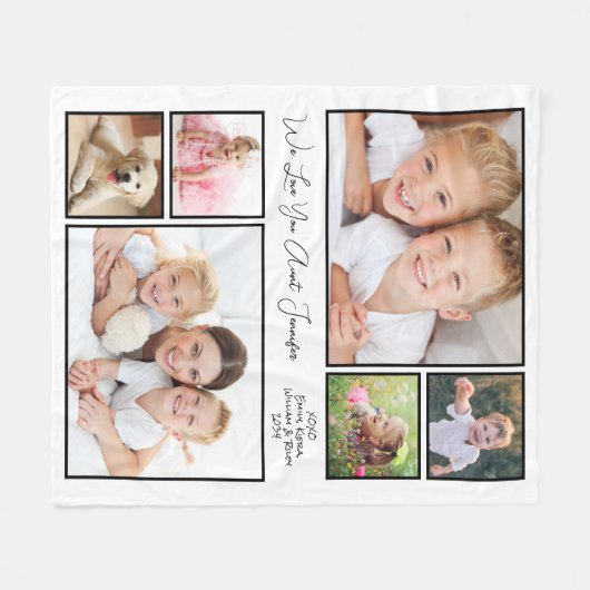 Couverture Polaire Collage photo tante Blanc (Devant (Horizontal))