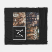 Couverture Polaire Collage photo tendance noir et blanc avec Monogram (Devant (Horizontal))