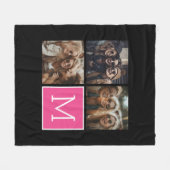 Couverture Polaire Collage photo tendance noir et rose avec Monogramm (Devant (Horizontal))