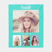 Couverture Polaire Collage photo turquoise amis fille (Devant)