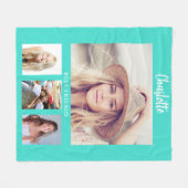 Couverture Polaire Collage photo turquoise amis fille (Devant (Horizontal))