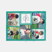 Couverture Polaire Collage photo Turquoise personnalisé Monogramme (Devant (Horizontal))