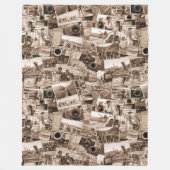 Couverture Polaire Collage photo vintage Sepia ID1066 (Devant)