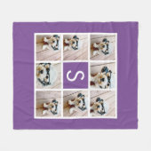 Couverture Polaire Collage photo violet et blanc Monogramme personnal (Devant (Horizontal))