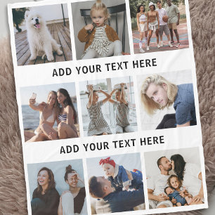 Couverture Polaire Collage photo White 9 personnalisé