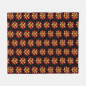 Couverture Polaire Collarette rouge Dahlia motifs floraux sur noir (Devant (Horizontal))