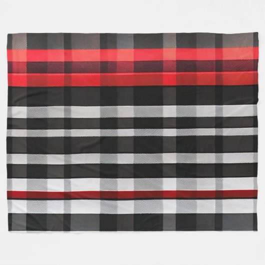Couverture Polaire Collection Abstraite Red Black Plaid (Devant (Horizontal))