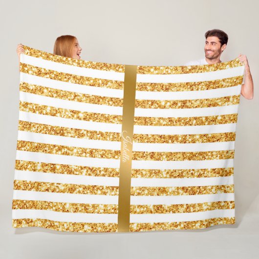 Couverture Polaire Collection Boho Stripes Parties scintillant Verte (En situation)
