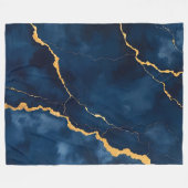 Couverture Polaire Collection de marbre bleu marine tendance (Devant (Horizontal))