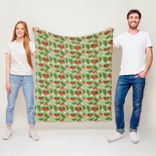 Couverture Polaire Collection de Motifs de paniers de fruits - Fraise (En situation)