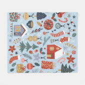 Couverture Polaire Collection de Noël d'éléments décoratifs d'hiver (Devant (Horizontal))