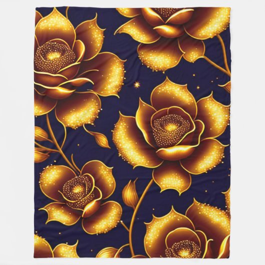 Couverture Polaire Collection de Roses d'or Boho moderne (Devant)
