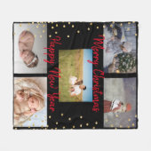 Couverture Polaire Collection familiale tendance Scripts rouges Noël (Devant (Horizontal))
