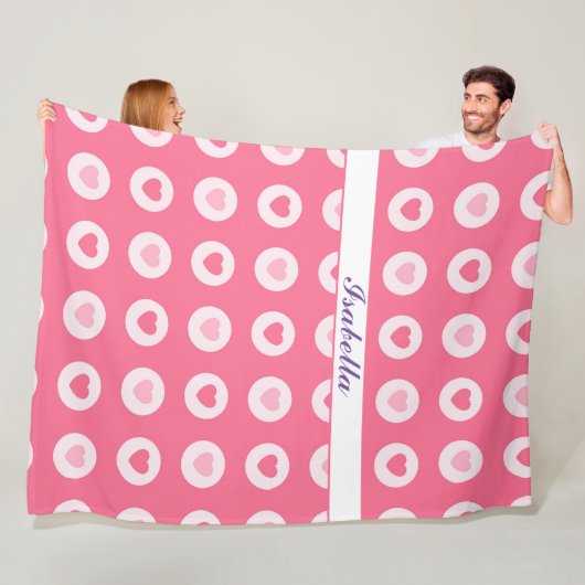 Couverture Polaire Collection moderne d'amour du coeur rose (En situation)