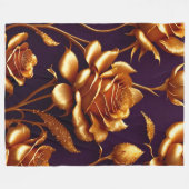 Couverture Polaire Collection moderne de luxe Big Gold Rose (Devant (Horizontal))