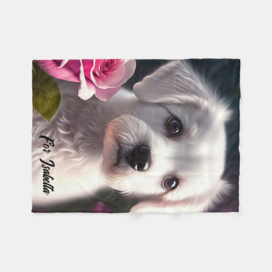 Couverture Polaire Collection Petit Chien Et Rose (Devant (Horizontal))