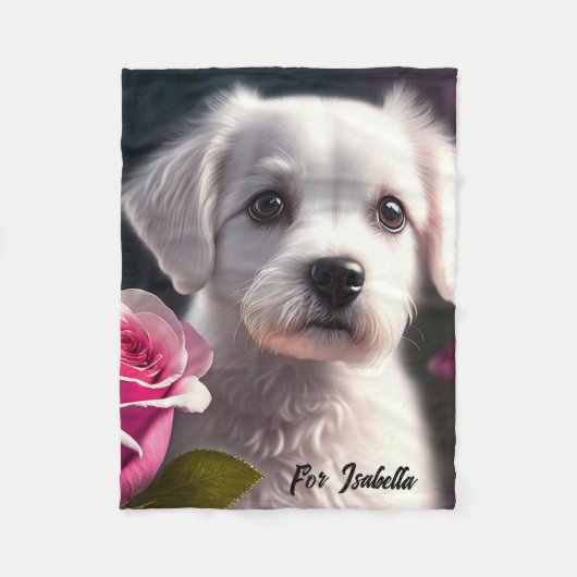 Couverture Polaire Collection Petit Chien Et Rose (Devant)
