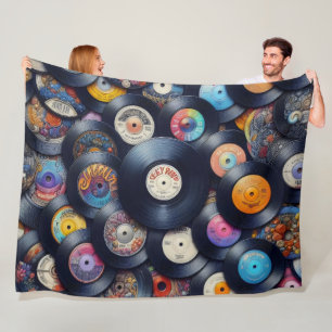 Couverture Polaire Collection Vinyl Record Pattern 80s Retro Spectrum