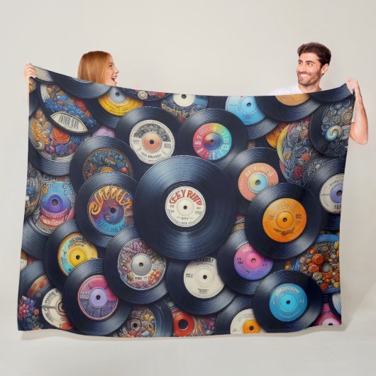 Couverture Polaire Collection Vinyl Record Pattern 80s Retro Spectrum (En situation)