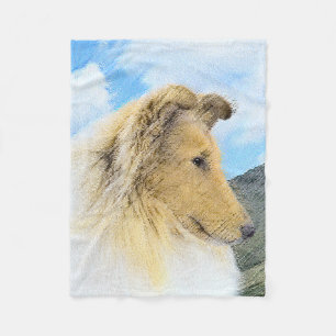 Couverture Polaire Collie dans les montagnes (Rough) Peinture - Dog A