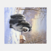 Couverture Polaire Collie Laisser Il Neige Noël (Devant (Horizontal))