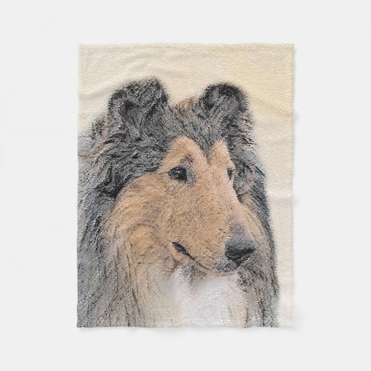 Couverture Polaire Collie (Rough) Peinture - Cute Original Dog Art (Devant)