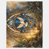 Couverture Polaire Colombe de Noël en vitrail (Devant)