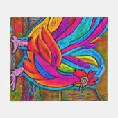 Couverture Polaire Coloré Abstrait Cartoon Barn Rooster (Devant (Horizontal))