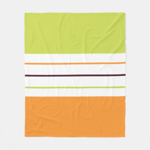Couverture Polaire Coloré Automne Automne Vert Orange Motif rayé