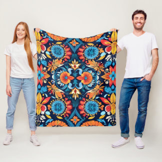 Couverture Polaire Coloré Boho Élégance florale : Mandala vibrant