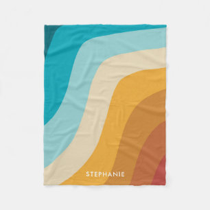 Couverture Polaire Coloré Retro Rainbow Waves Personnalisé
