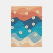 Couverture Polaire Coloré Retro Waves & Daisies Motif (Devant)